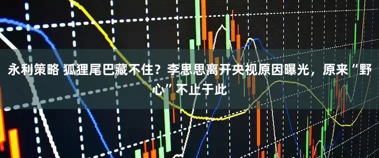 永利策略 狐狸尾巴藏不住？李思思离开央视原因曝光，原来“野心”不止于此